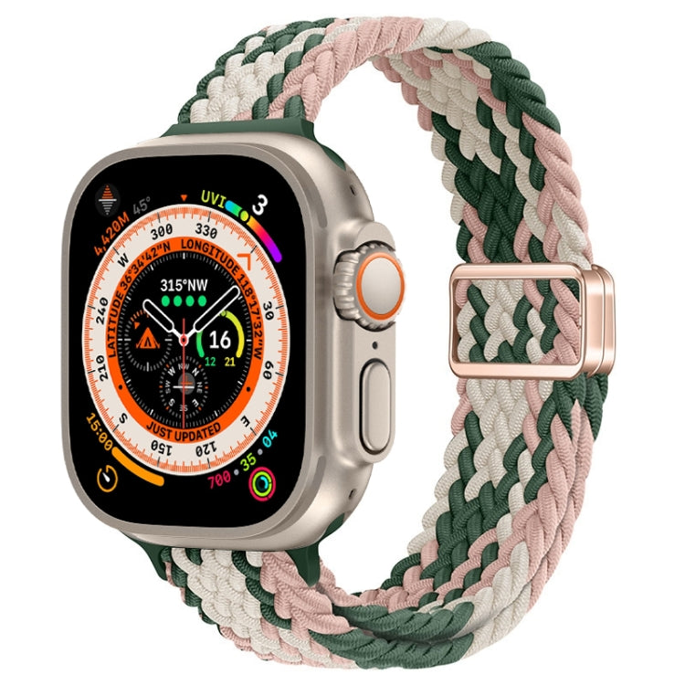 For Apple Watch Ultra 49mm Slim Magnetic Buckle Nylon Braided Watch Band(Pink Star Cactus) by buy2fix