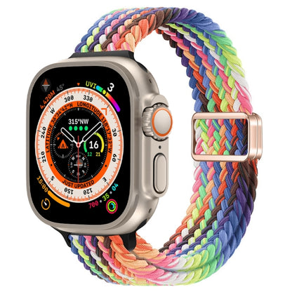 For Apple Watch Ultra 49mm Slim Magnetic Buckle Nylon Braided Watch Band(Radiant New Rainbow) by buy2fix
