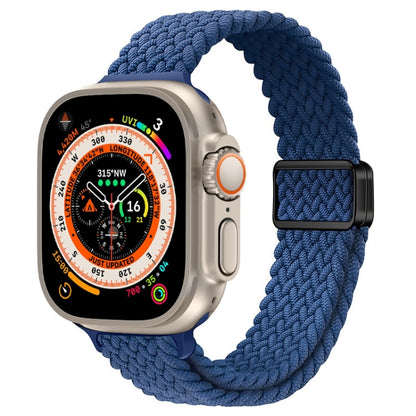 For Apple Watch Ultra 49mm Slim Magnetic Buckle Nylon Braided Watch Band(Atlantic Blue) by buy2fix