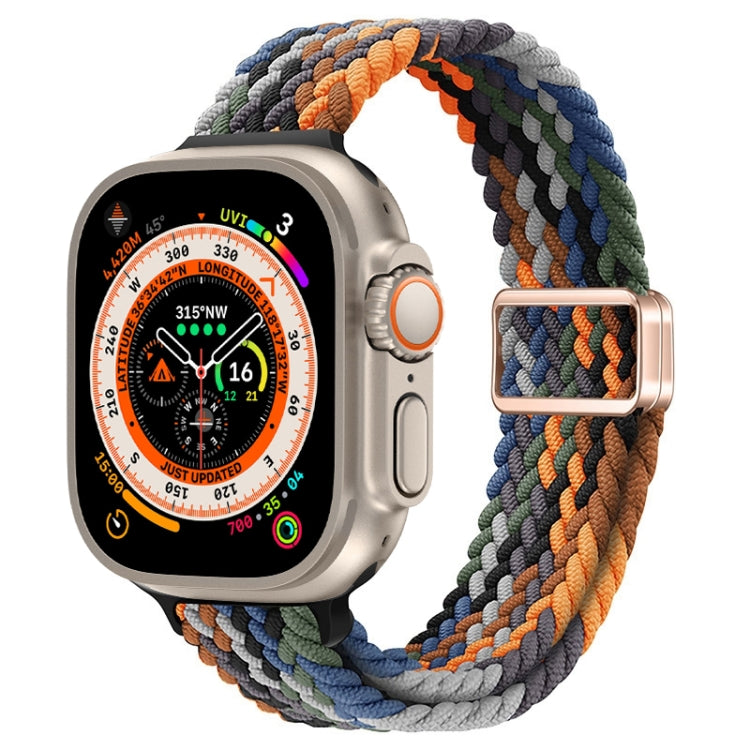 For Apple Watch Ultra 49mm Slim Magnetic Buckle Nylon Braided Watch Band(Camouflage Colorful) by buy2fix