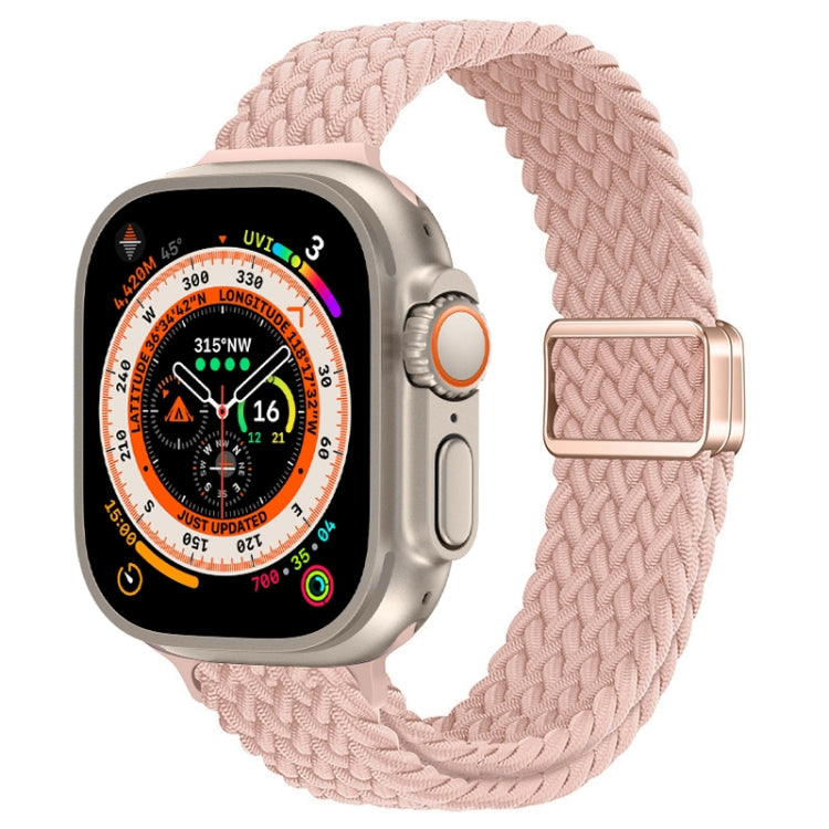 For Apple Watch Ultra 49mm Slim Magnetic Buckle Nylon Braided Watch Band(Cream Pink Sand) by buy2fix