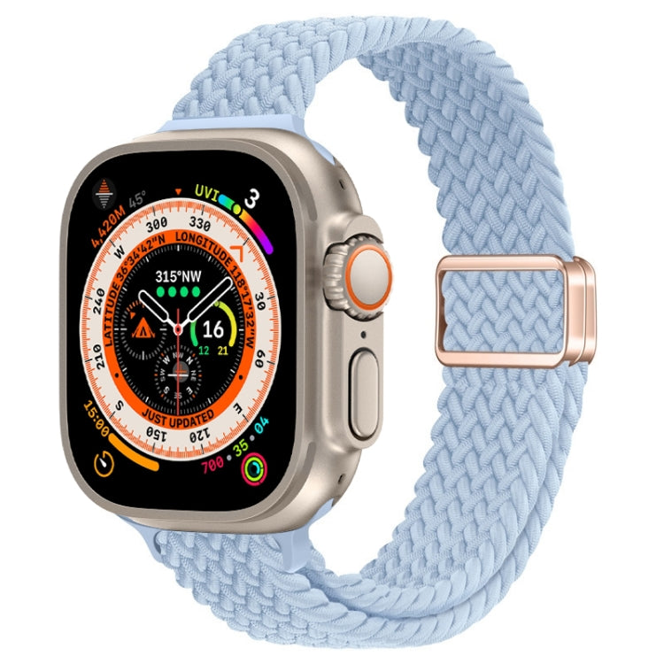 For Apple Watch Ultra 49mm Slim Magnetic Buckle Nylon Braided Watch Band(Light Blue) by buy2fix