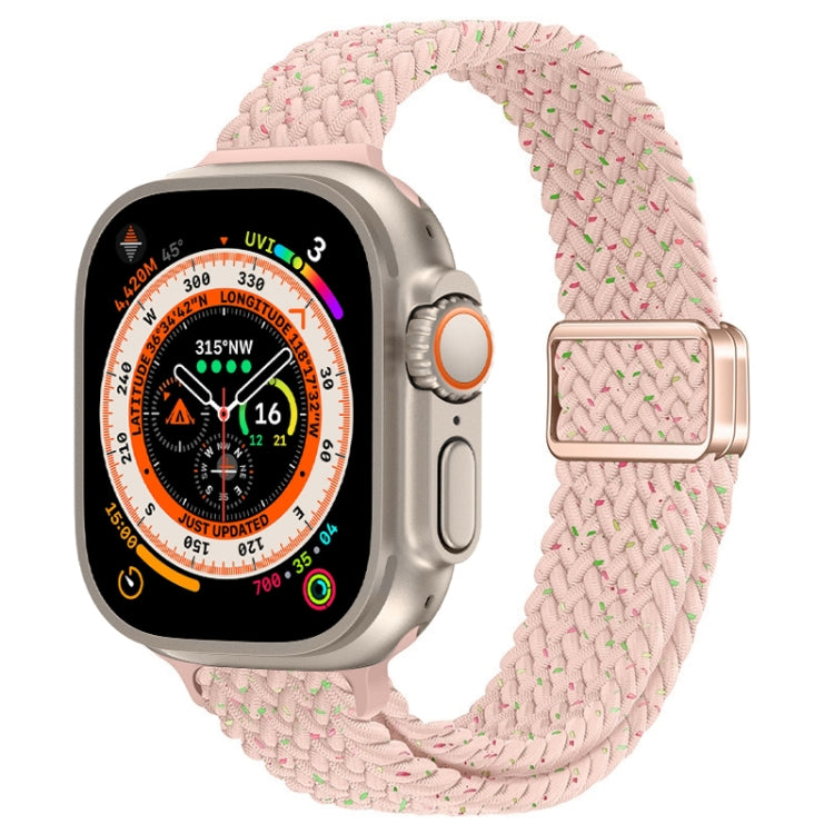 For Apple Watch Ultra 49mm Slim Magnetic Buckle Nylon Braided Watch Band(Starlight Pink) by buy2fix