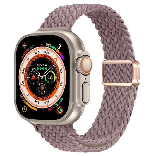 For Apple Watch Ultra 49mm Slim Magnetic Buckle Nylon Braided Watch Band(Smoke Purple) by buy2fix