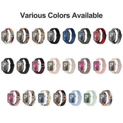 For Apple Watch Ultra 49mm Slim Magnetic Buckle Nylon Braided Watch Band(Pink Star Cactus) by buy2fix