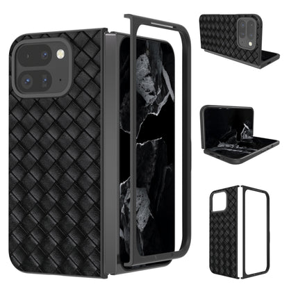 For Google Pixel 9 Pro Fold Black Frame Woven Texture PU Phone Case(Black) by buy2fix