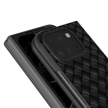 For Google Pixel 9 Pro Fold Black Frame Woven Texture PU Phone Case(Black) by buy2fix