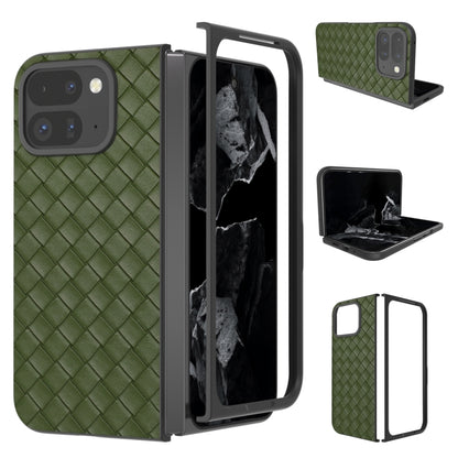 For Google Pixel 9 Pro Fold Black Frame Woven Texture PU Phone Case(Green) by buy2fix