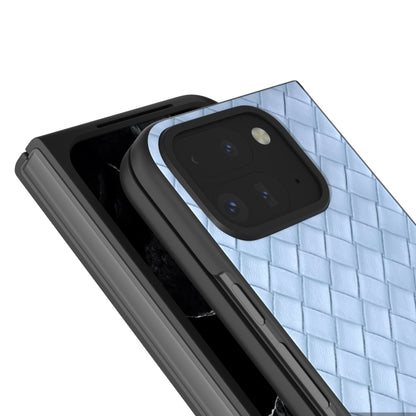 For Google Pixel 9 Pro Fold Black Frame Woven Texture PU Phone Case(Light Blue) by buy2fix