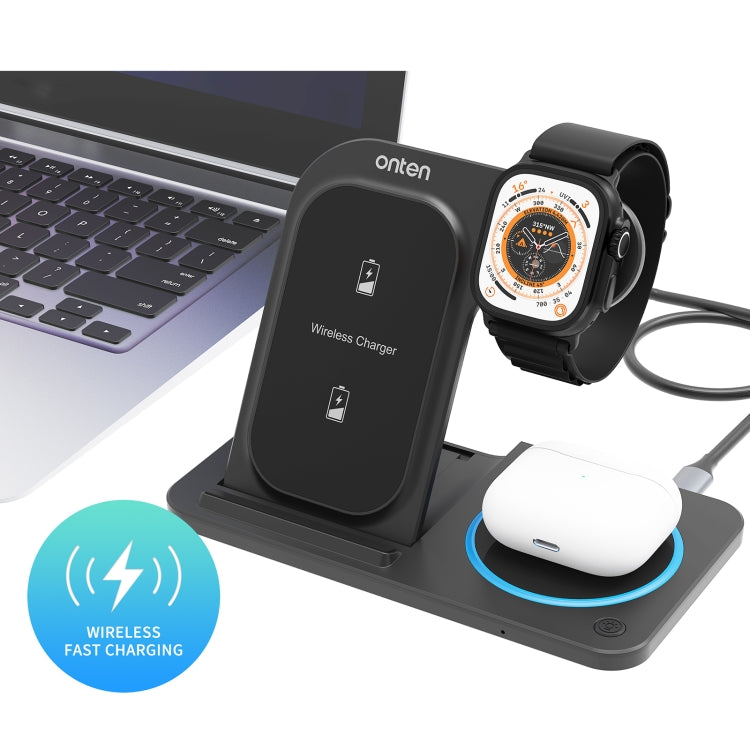 Onten CW11 3 in 1 Folding Wireless Charging(Black) by Onten