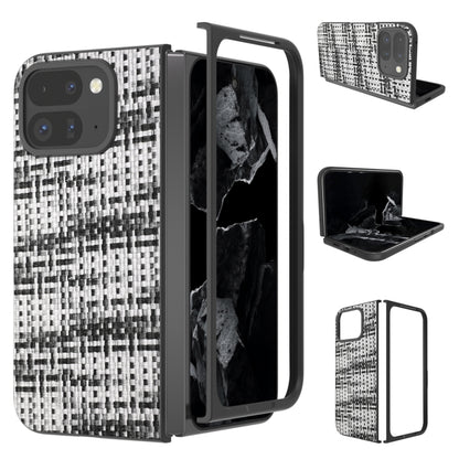 For Google Pixel 9 Pro Fold Black Frame Color Lattice Texture PU Phone Case(Black) by buy2fix