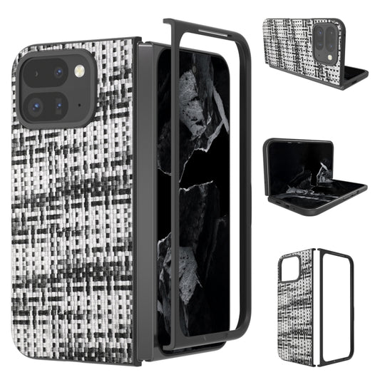 For Google Pixel 9 Pro Fold Black Frame Color Lattice Texture PU Phone Case(Black) by buy2fix