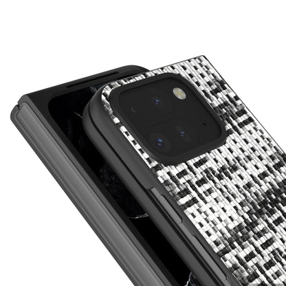 For Google Pixel 9 Pro Fold Black Frame Color Lattice Texture PU Phone Case(Black) by buy2fix
