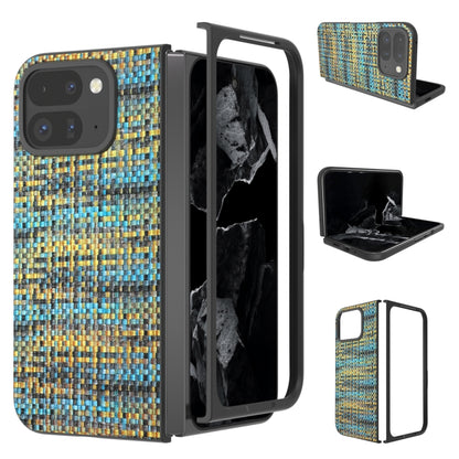 For Google Pixel 9 Pro Fold Black Frame Color Lattice Texture PU Phone Case(Gold) by buy2fix