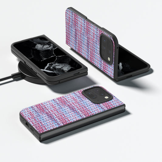 For Google Pixel 9 Pro Fold Black Frame Color Lattice Texture PU Phone Case(Purple) by buy2fix