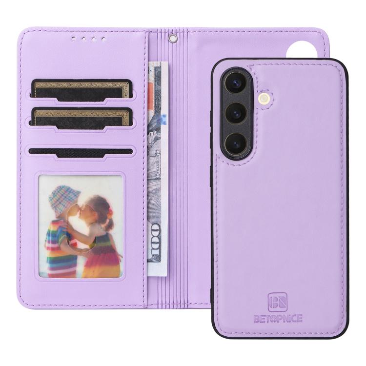 For Samsung Galaxy S25 5G BETOPNICE BN-005 2 in 1 Detachable Imitate Genuine Leather Phone Case(Light Purple) - Galaxy S25 5G Cases by BETOPNICE | Online Shopping UK | buy2fix