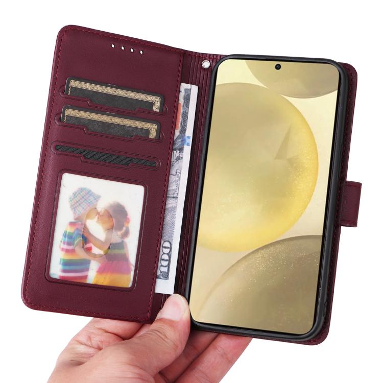 For Samsung Galaxy S25 5G BETOPNICE BN-005 2 in 1 Detachable Imitate Genuine Leather Phone Case(Wine Red) - Galaxy S25 5G Cases by BETOPNICE | Online Shopping UK | buy2fix
