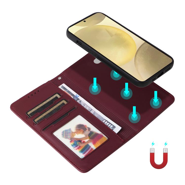 For Samsung Galaxy S25 5G BETOPNICE BN-005 2 in 1 Detachable Imitate Genuine Leather Phone Case(Wine Red) - Galaxy S25 5G Cases by BETOPNICE | Online Shopping UK | buy2fix