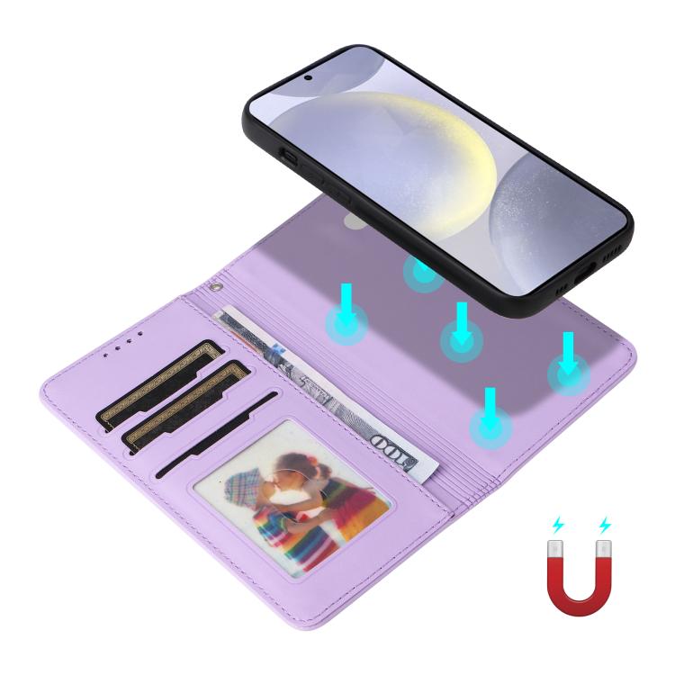 For Samsung Galaxy S25+ 5G BETOPNICE BN-005 2 in 1 Detachable Imitate Genuine Leather Phone Case(Light Purple) - Galaxy S25+ 5G Cases by BETOPNICE | Online Shopping UK | buy2fix
