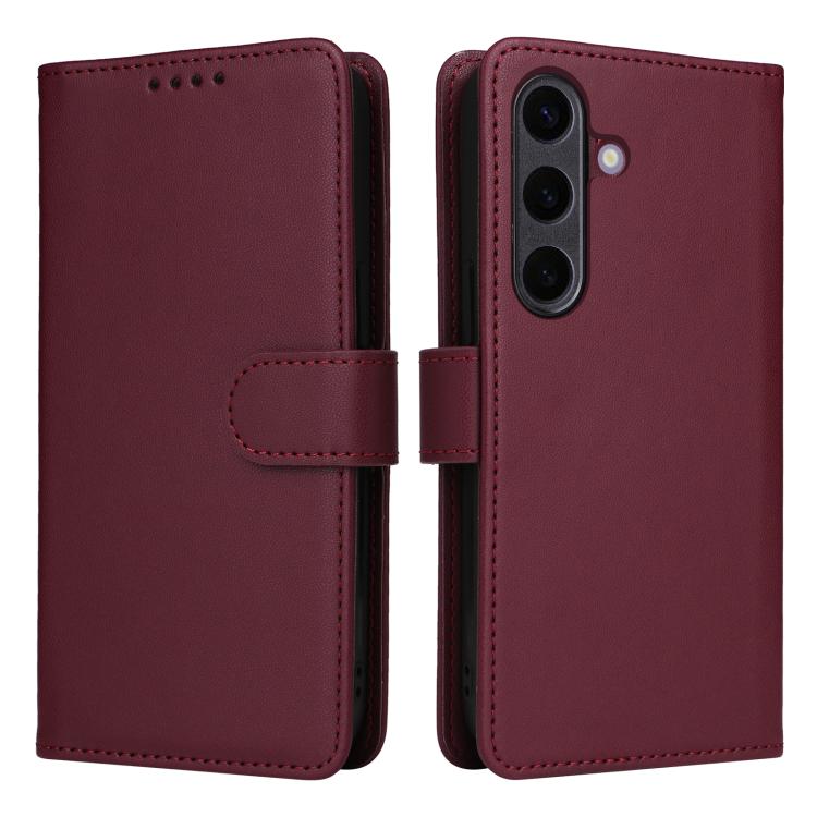 For Samsung Galaxy S25+ 5G BETOPNICE BN-005 2 in 1 Detachable Imitate Genuine Leather Phone Case(Wine Red) - Galaxy S25+ 5G Cases by BETOPNICE | Online Shopping UK | buy2fix