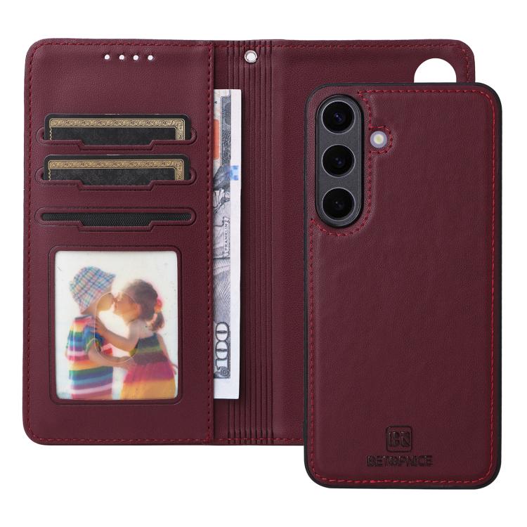 For Samsung Galaxy S25+ 5G BETOPNICE BN-005 2 in 1 Detachable Imitate Genuine Leather Phone Case(Wine Red) - Galaxy S25+ 5G Cases by BETOPNICE | Online Shopping UK | buy2fix