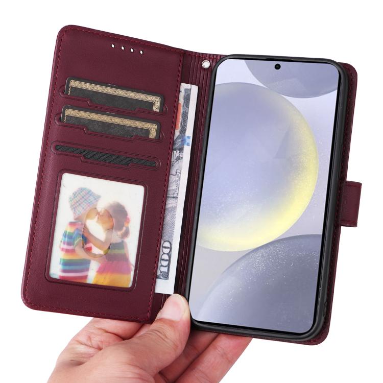 For Samsung Galaxy S25+ 5G BETOPNICE BN-005 2 in 1 Detachable Imitate Genuine Leather Phone Case(Wine Red) - Galaxy S25+ 5G Cases by BETOPNICE | Online Shopping UK | buy2fix