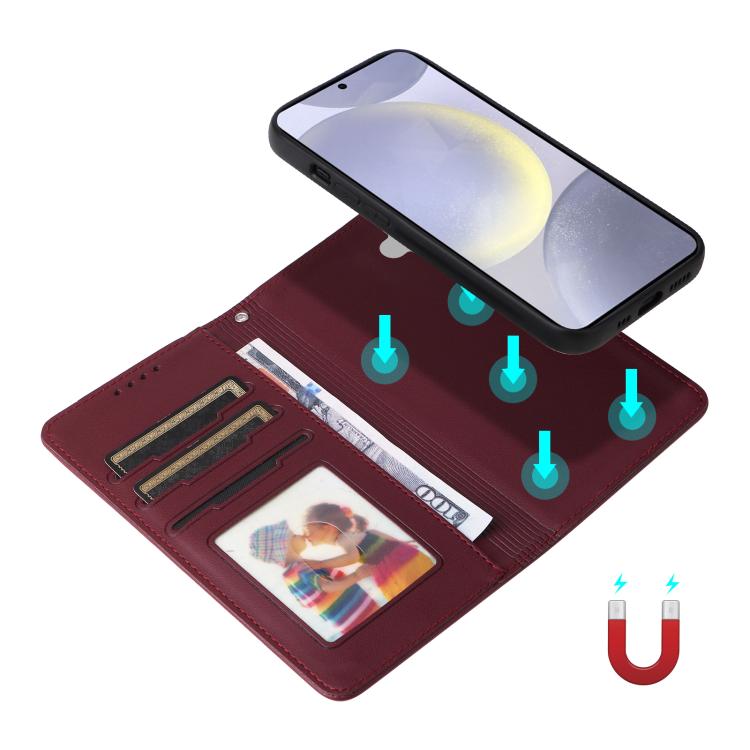 For Samsung Galaxy S25+ 5G BETOPNICE BN-005 2 in 1 Detachable Imitate Genuine Leather Phone Case(Wine Red) - Galaxy S25+ 5G Cases by BETOPNICE | Online Shopping UK | buy2fix