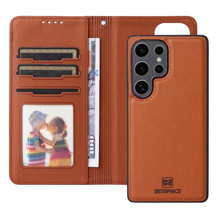 For Samsung Galaxy S25 Ultra 5G BETOPNICE BN-005 2 in 1 Detachable Imitate Genuine Leather Phone Case(Brown) - Galaxy S25 Ultra 5G Cases by BETOPNICE | Online Shopping UK | buy2fix