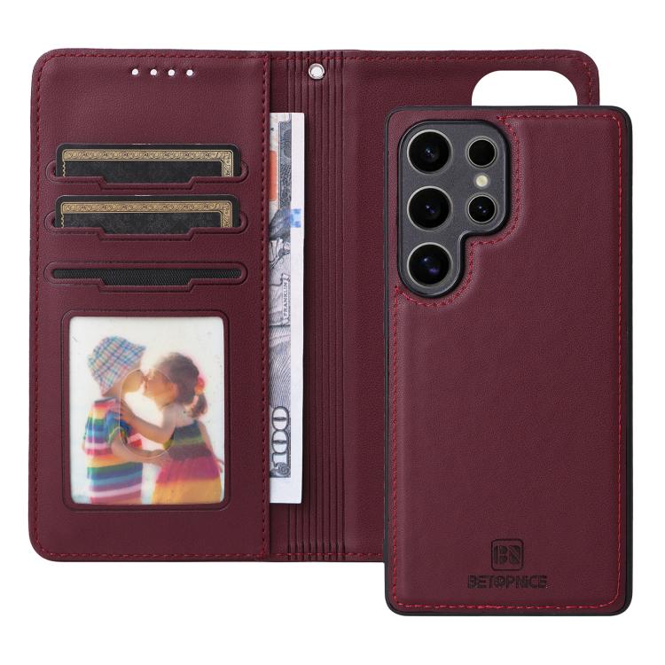 For Samsung Galaxy S25 Ultra 5G BETOPNICE BN-005 2 in 1 Detachable Imitate Genuine Leather Phone Case(Wine Red) - Galaxy S25 Ultra 5G Cases by BETOPNICE | Online Shopping UK | buy2fix