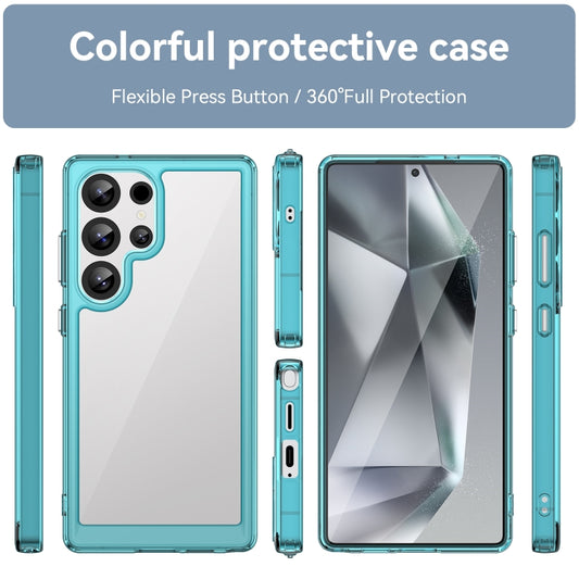 For Samsung Galaxy S25 Ultra 5G Colorful Series Acrylic Hybrid TPU Phone Case(Transparent Blue) by buy2fix