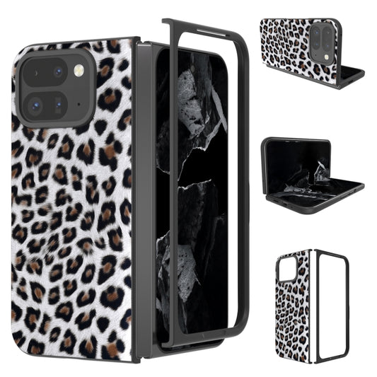 For Google Pixel 9 Pro Fold Black Frame Leopard Full Coverage Phone Case(Silver Leopard) by buy2fix