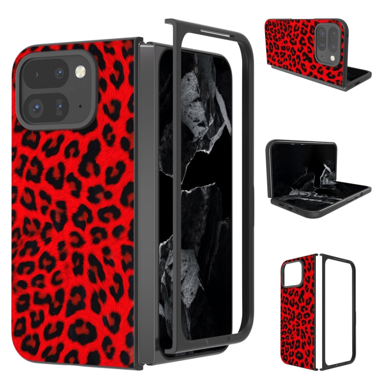 For Google Pixel 9 Pro Fold Black Frame Leopard Full Coverage Phone Case(Red Leopard) by buy2fix