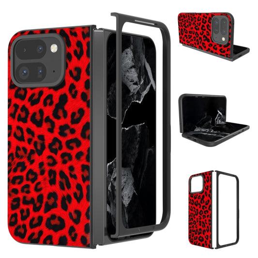 For Google Pixel 9 Pro Fold Black Frame Leopard Full Coverage Phone Case(Red Leopard) by buy2fix
