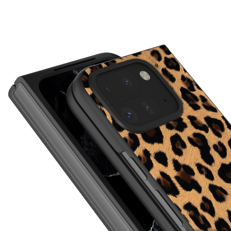 For Google Pixel 9 Pro Fold Black Frame Leopard Full Coverage Phone Case(Golden Leopard) by buy2fix