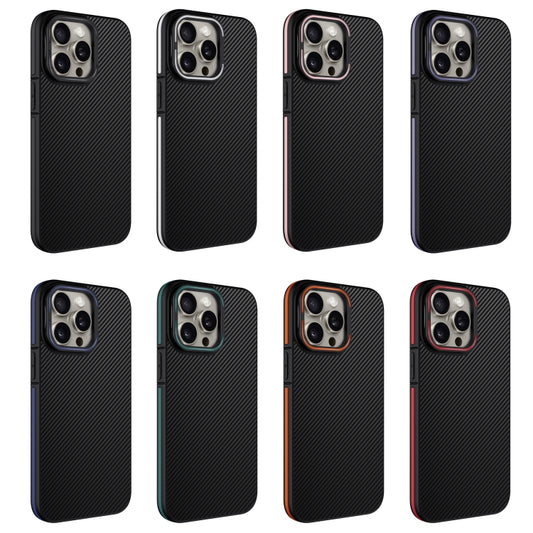 For iPhone 16 Pro Max Carbon Fiber Texture Lens Holder TPU Phone Case(Green) - iPhone 16 Pro Max Cases by buy2fix | Online Shopping UK | buy2fix
