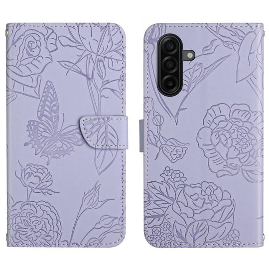 For Samsung Galaxy A57 5G Skin Feel Butterfly Embossed Flip Leather Phone Case(Purple)
