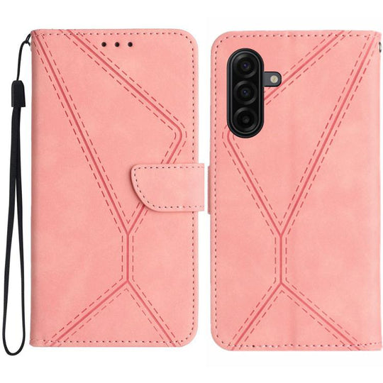 For Samsung Galaxy A37 5G Stitching Embossed Leather Phone Case(Pink)