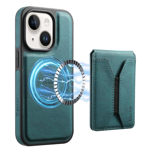 For iPhone 15 Denior D17 Skin Feel MagSafe Detachable Card Slot Phone Case(Blue) - iPhone 15 Cases by Denior | Online Shopping UK | buy2fix