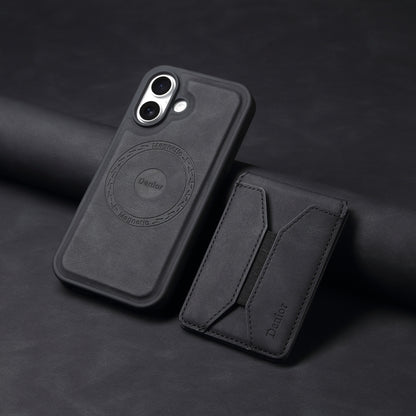 For iPhone 16 Denior D17 Skin Feel MagSafe Detachable Card Slot Phone Case(Black) - iPhone 16 Cases by Denior | Online Shopping UK | buy2fix