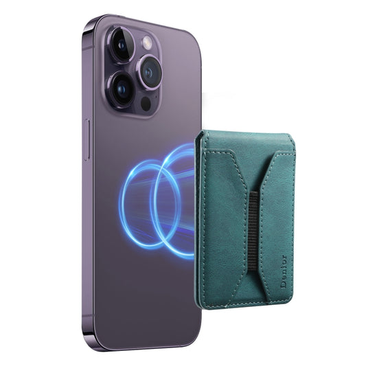 Denior V11 VV MagSafe Magnetic Phone PU Card Sleeve(Blue) - Adhesive Card Holders by Denior | Online Shopping UK | buy2fix