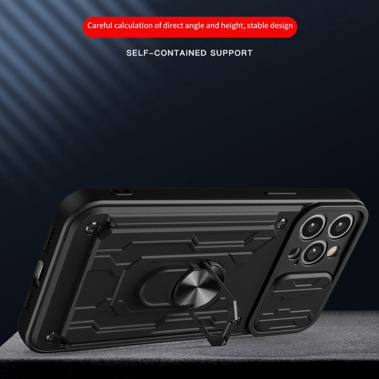 For iPhone 15 Pro Max Sliding Camshield TPU+PC Phone Case with Card Slot(Black) by buy2fix