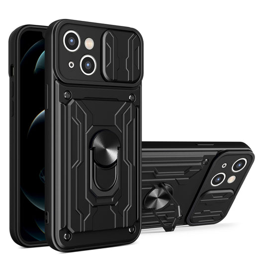 For iPhone 15 Plus Sliding Camshield TPU+PC Phone Case with Card Slot(Black) - iPhone 15 Plus Cases by buy2fix | Online Shopping UK | buy2fix