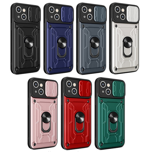 For iPhone 15 Plus Sliding Camshield TPU+PC Phone Case with Card Slot(Black) - iPhone 15 Plus Cases by buy2fix | Online Shopping UK | buy2fix