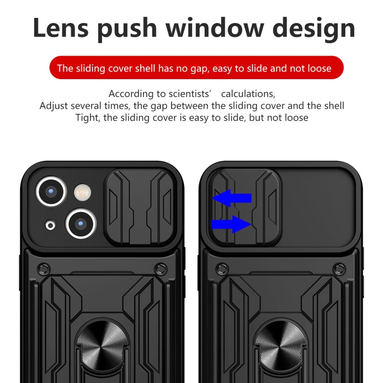 For iPhone 15 Plus Sliding Camshield TPU+PC Phone Case with Card Slot(Black) - iPhone 15 Plus Cases by buy2fix | Online Shopping UK | buy2fix