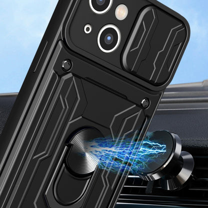 For iPhone 15 Plus Sliding Camshield TPU+PC Phone Case with Card Slot(Black) - iPhone 15 Plus Cases by buy2fix | Online Shopping UK | buy2fix