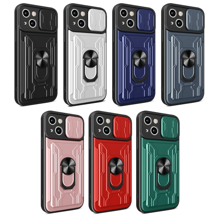 For iPhone 15 Sliding Camshield TPU+PC Phone Case with Card Slot(Black) - iPhone 15 Cases by buy2fix | Online Shopping UK | buy2fix