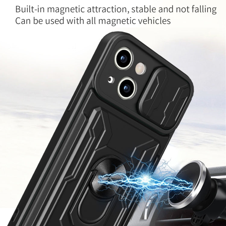 For iPhone 15 Sliding Camshield TPU+PC Phone Case with Card Slot(Black) - iPhone 15 Cases by buy2fix | Online Shopping UK | buy2fix