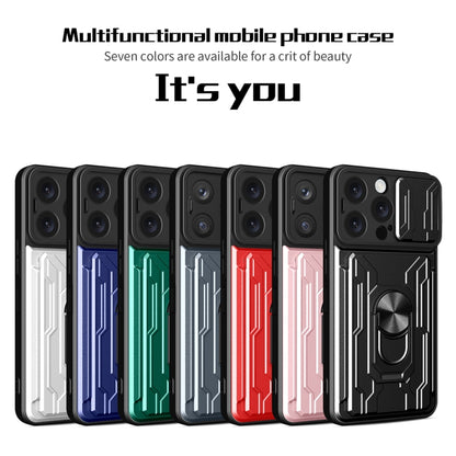For iPhone 16 Pro Max Sliding Camshield TPU+PC Phone Case with Card Slot(Black) by buy2fix