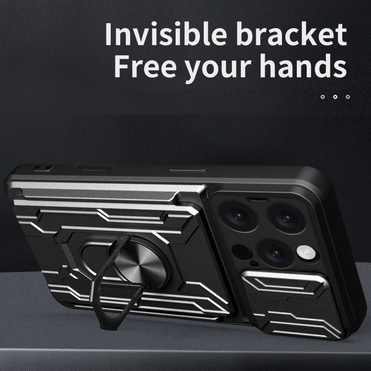 For iPhone 16 Pro Max Sliding Camshield TPU+PC Phone Case with Card Slot(Black) by buy2fix