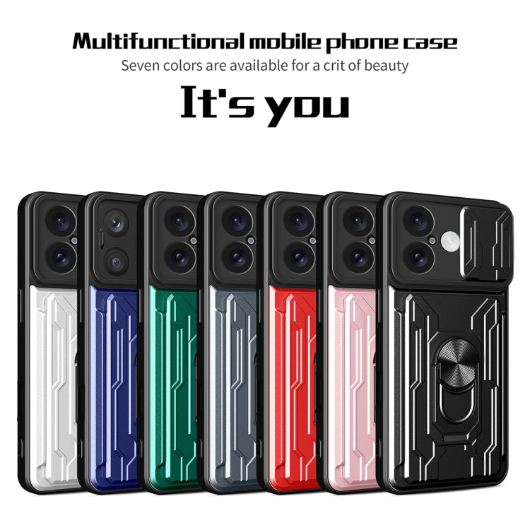 For iPhone 16 Sliding Camshield TPU+PC Phone Case with Card Slot(Black) by buy2fix